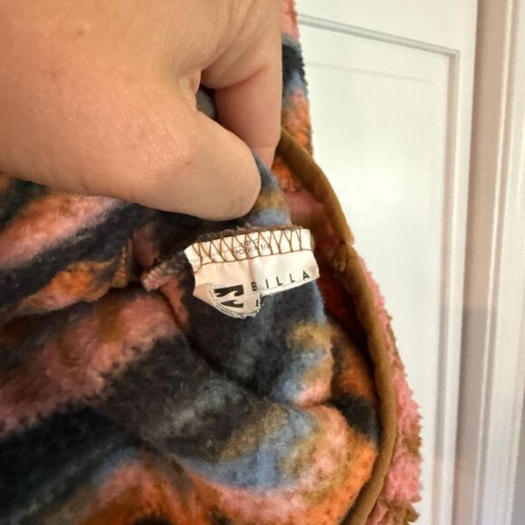 Billabong Switchback printed fleece Sherpa quarter snap pullover large - Picture 6 of 12